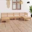 Juego de muebles de jardín 6 piezas madera maciza de pino