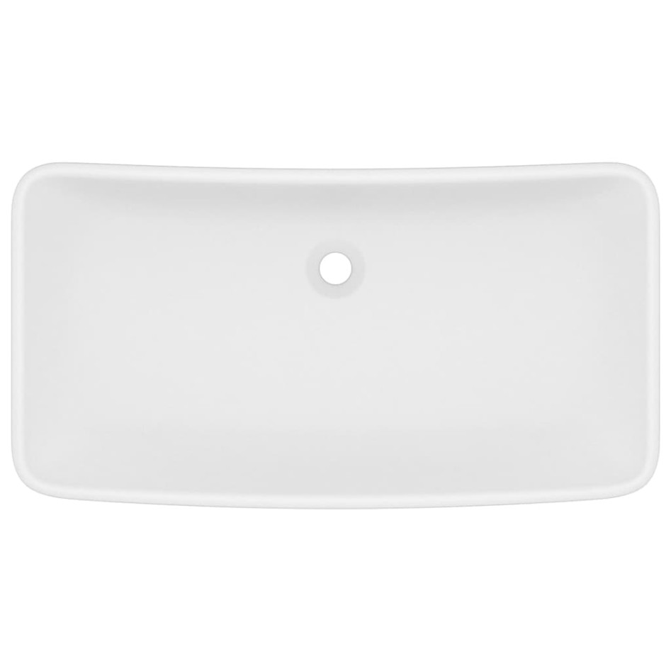 Lavabo de lujo de cerámica rectangular blanco mate 71x38