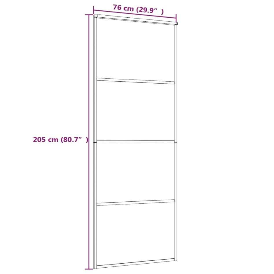 Puerta corredera ESG vidrio y aluminio 76x205 cm