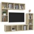Set de muebles para TV 4 pzas madera contrachapada roble