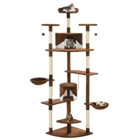 Rascador para gatos con poste de sisal marrón y blanco 203