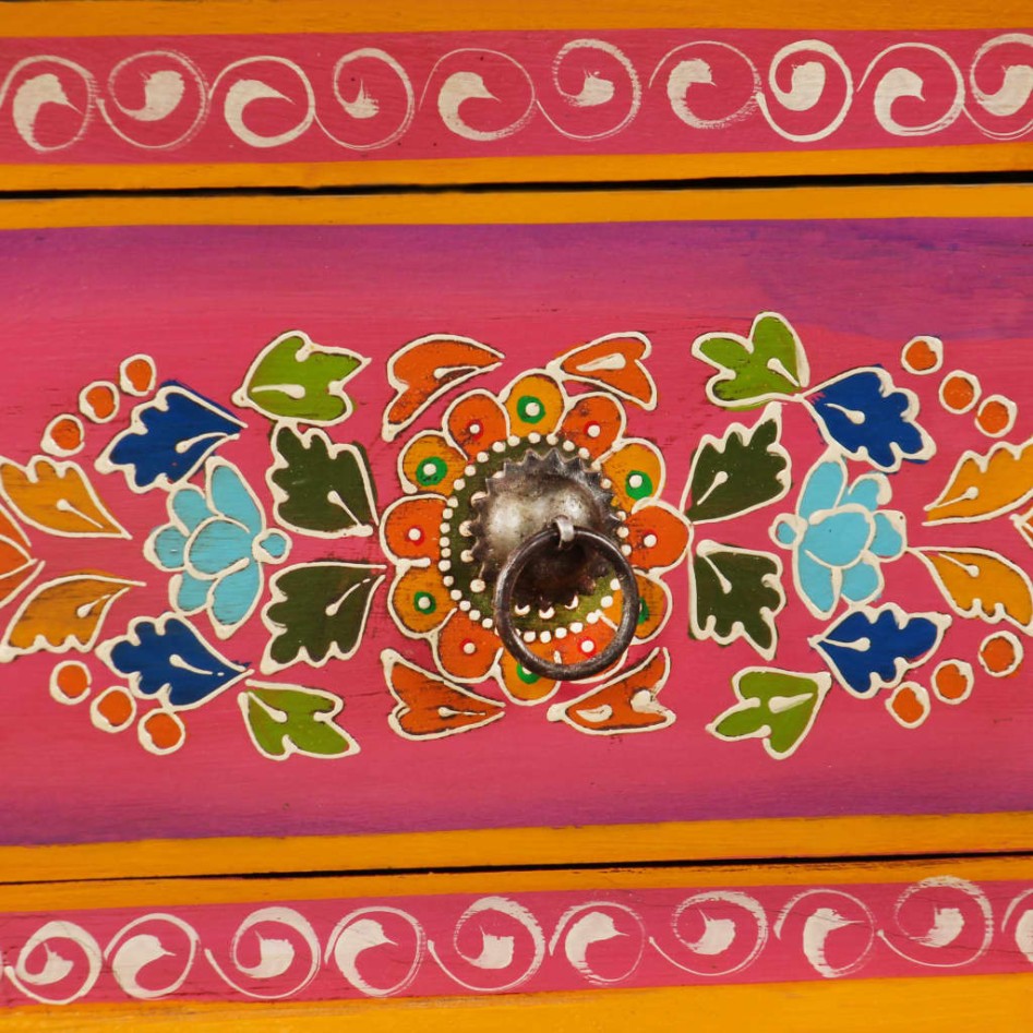 Mueble para la TV de madera maciza de mango rosa pintada a