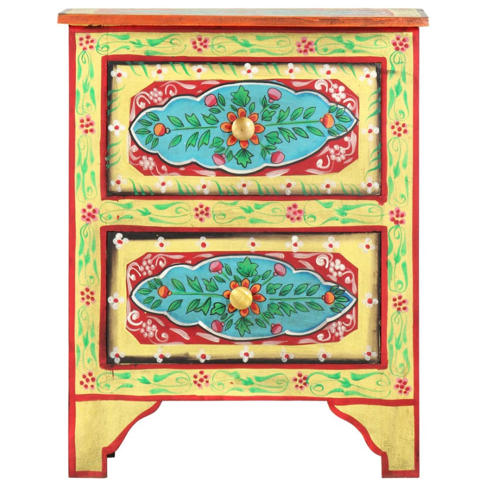 Mesita de noche pintada a mano madera maciza mango 40x30x50