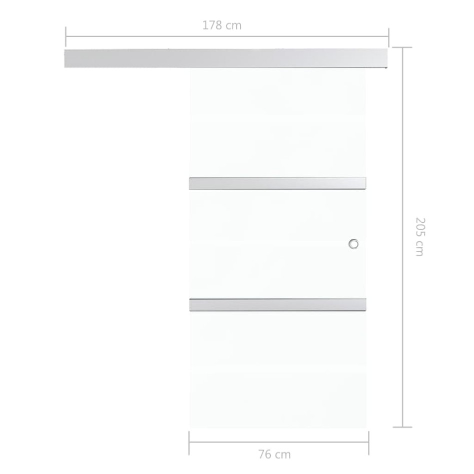 Puerta corredera vidrio ESG y aluminio plateado 76x205