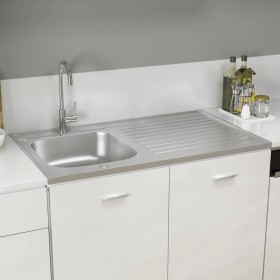 Fregadero de cocina con escurridor acero inox 1000x600x155