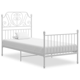 Estructura de cama de metal blanco 100x200