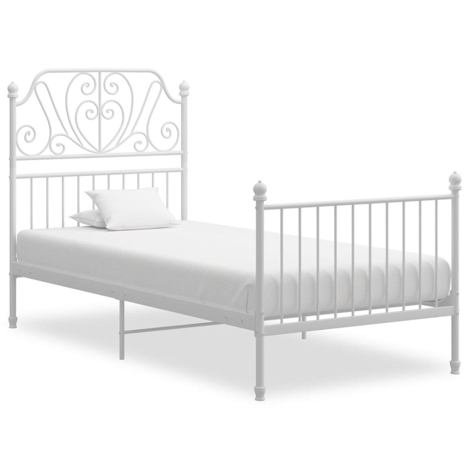 Estructura de cama de metal blanco 100x200