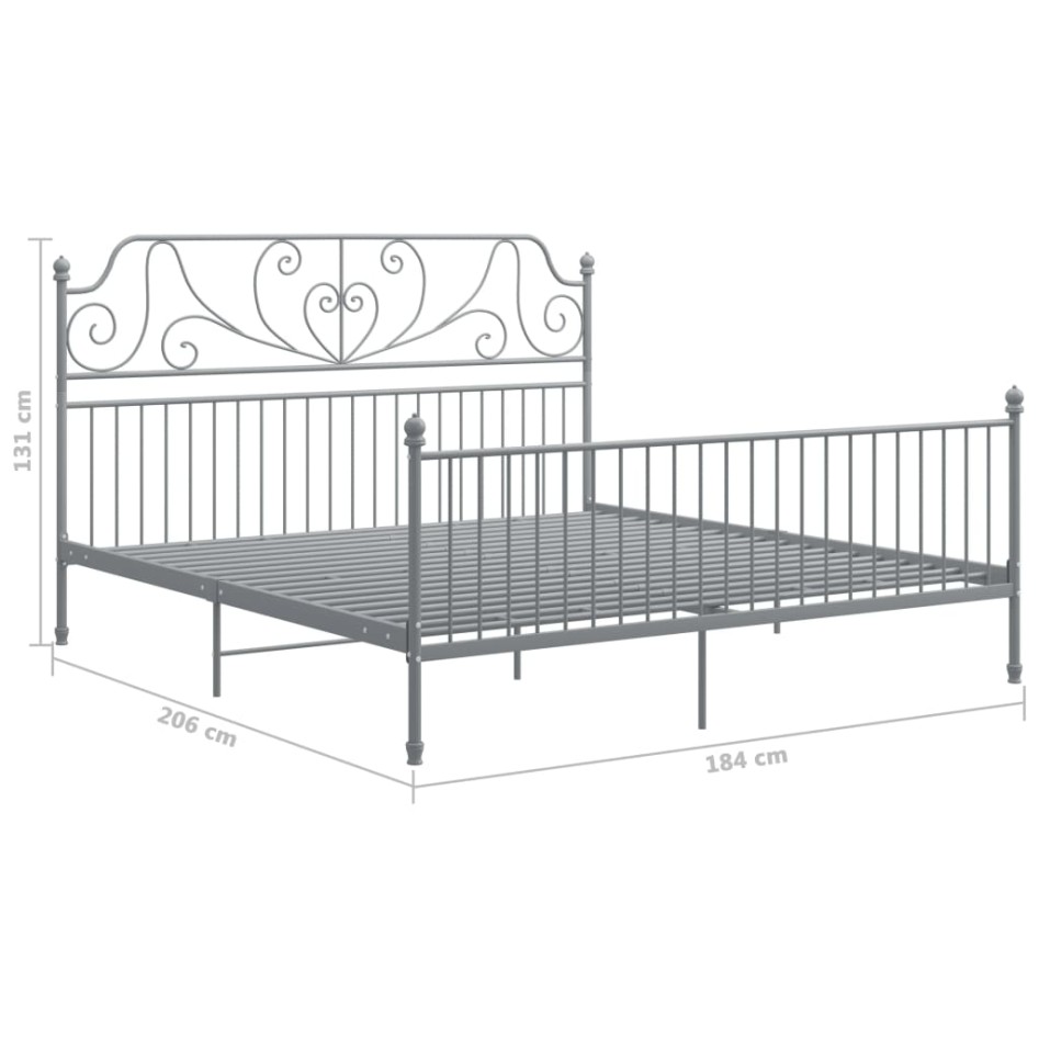 Estructura de cama de metal gris 180x200
