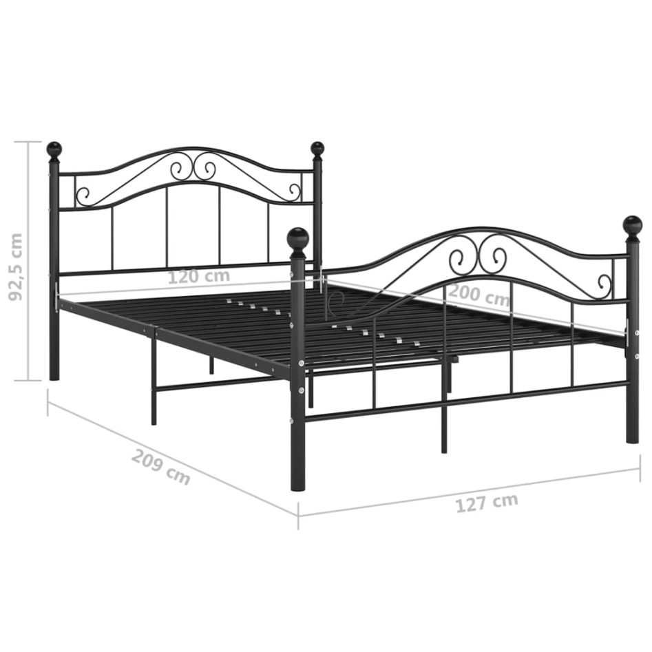 Estructura de cama de metal negro 120x200