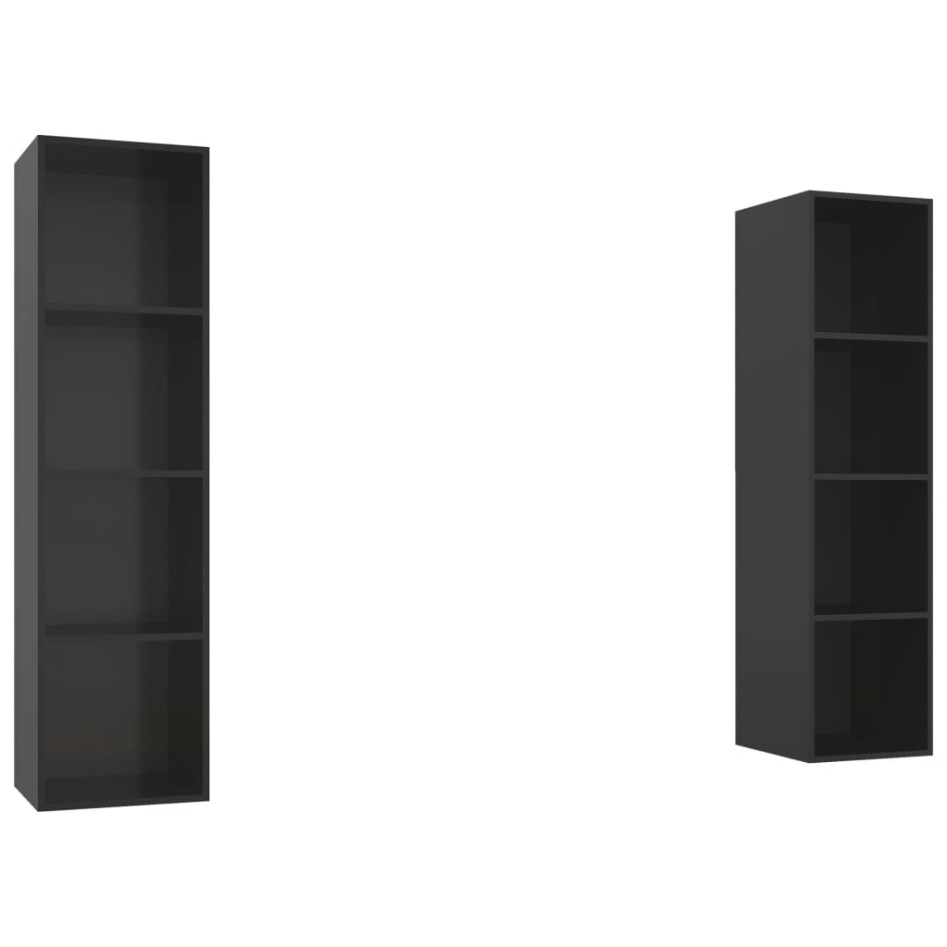 Muebles de salón de pared 2 pzas madera ingeniería negro