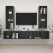 Muebles de salón de pared 4 pzas madera ingeniería gris brillo