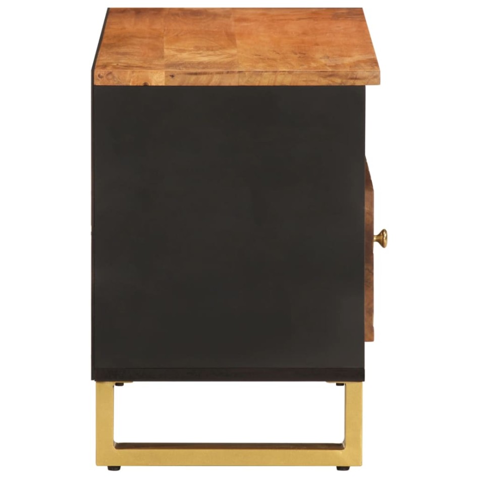 Mueble de TV madera maciza de mango marrón negro 80x33,5x46