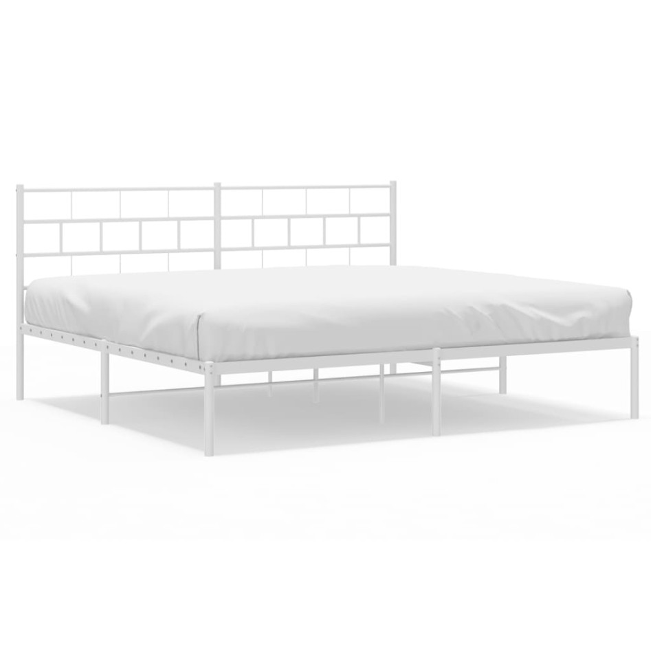 Estructura de cama de metal con cabecero blanco 183x213