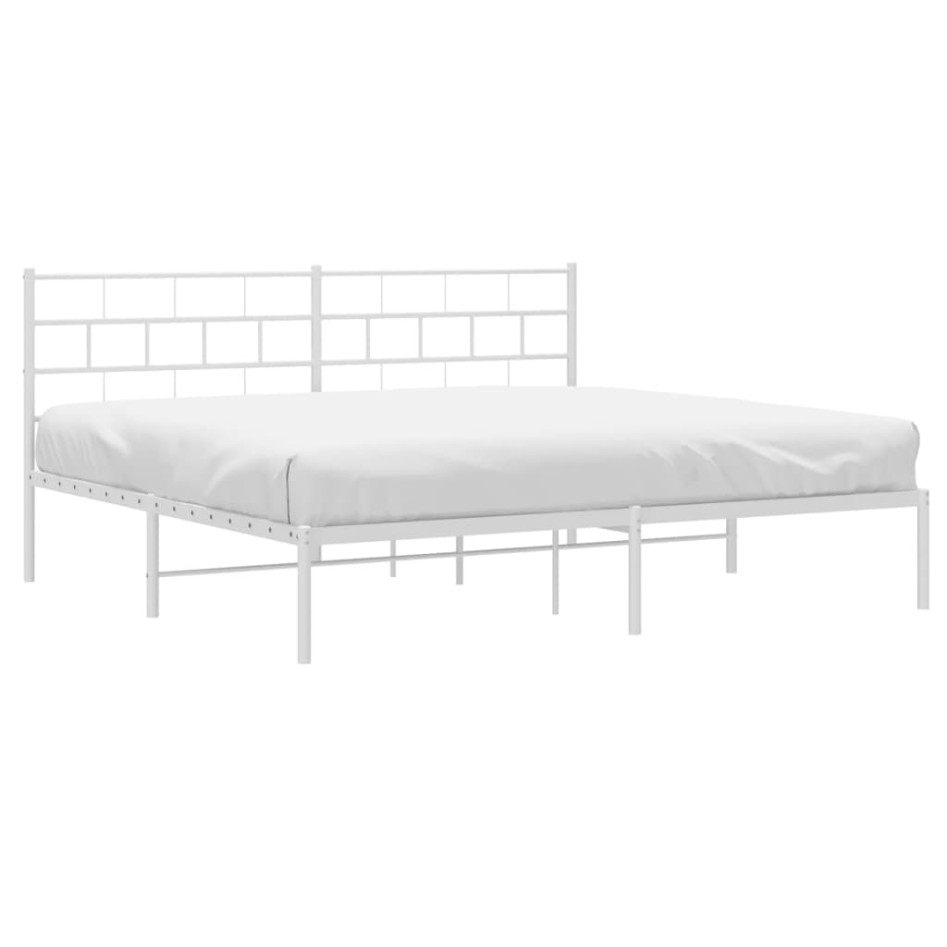 Estructura de cama de metal con cabecero blanco 183x213