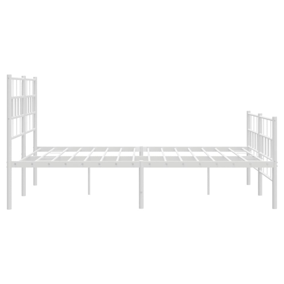 Estructura cama metal con cabecero y estribo blanco 120x200
