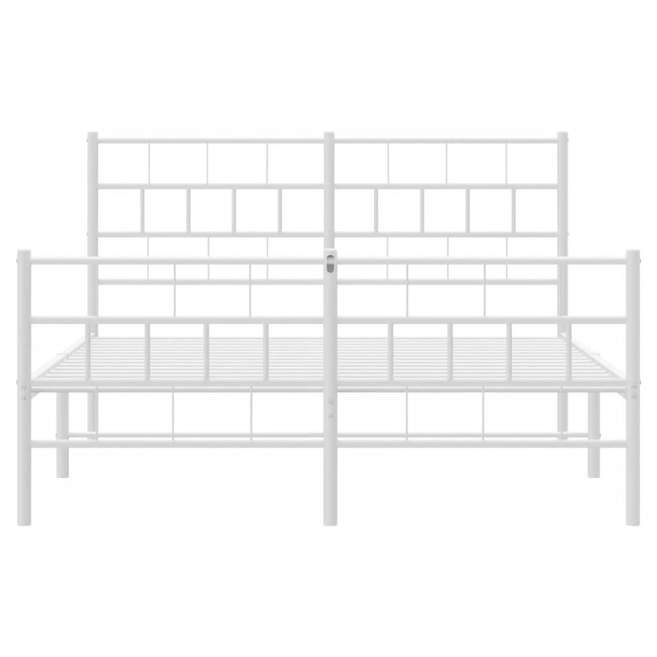 Estructura cama metal cabecero y estribo blanco 140x190