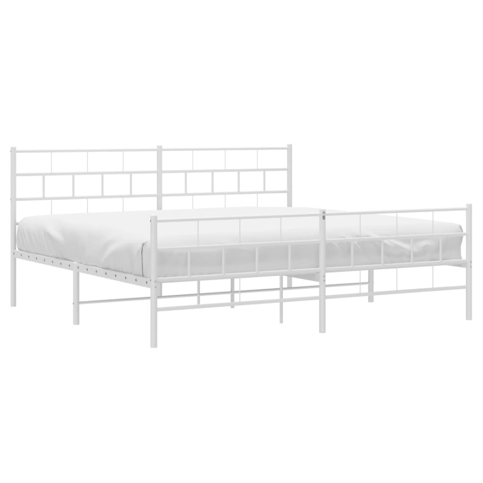 Estructura cama metal con cabecero y estribo blanco 180x200