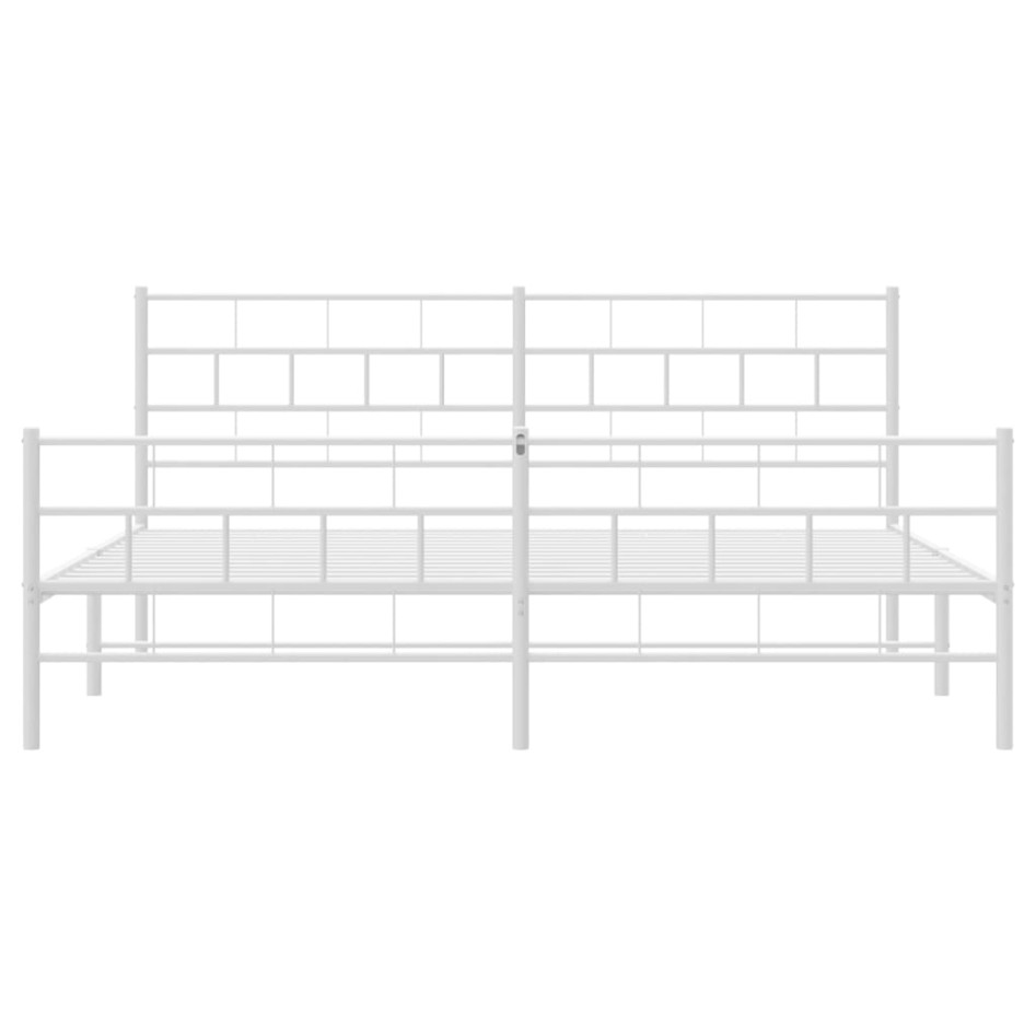 Estructura cama metal con cabecero y estribo blanco 180x200