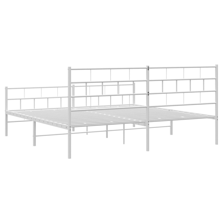 Estructura cama metal con cabecero y estribo blanco 180x200