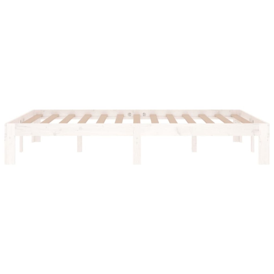 Estructura de cama doble pequeña madera maciza blanca