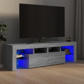 Mueble de TV con luces LED gris Sonoma 140x36,5x40