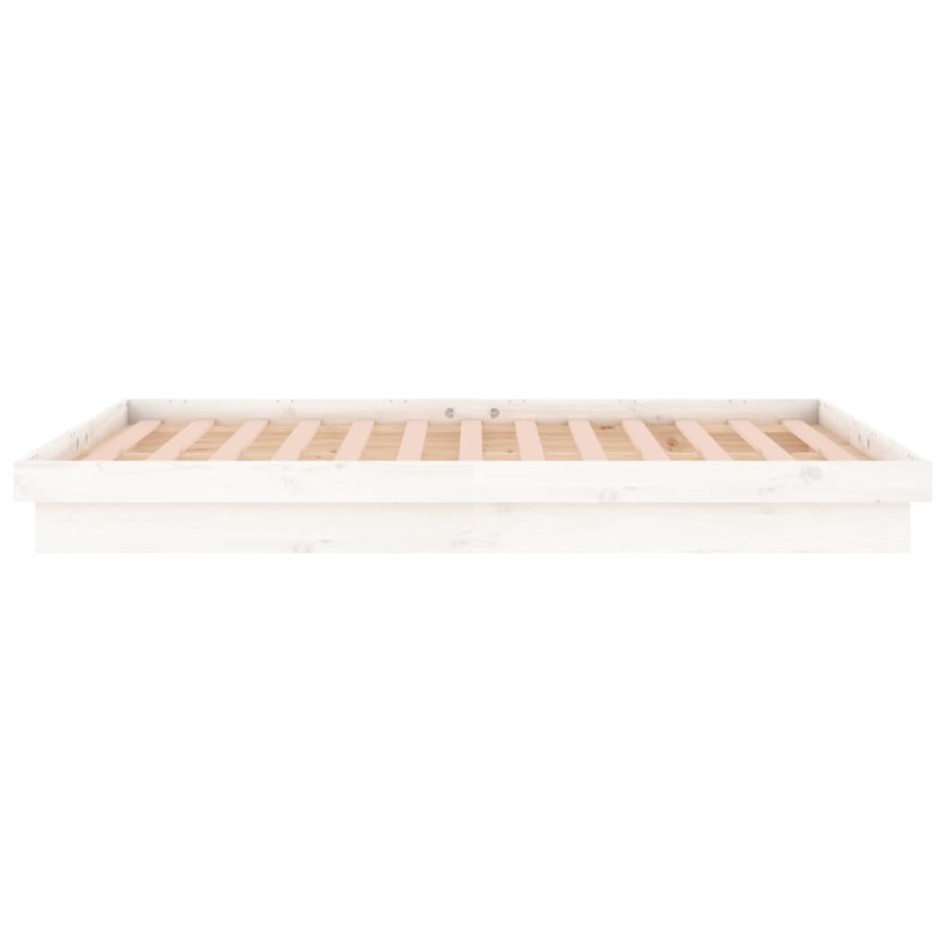 Estructura de cama con LED madera maciza blanco 140x190