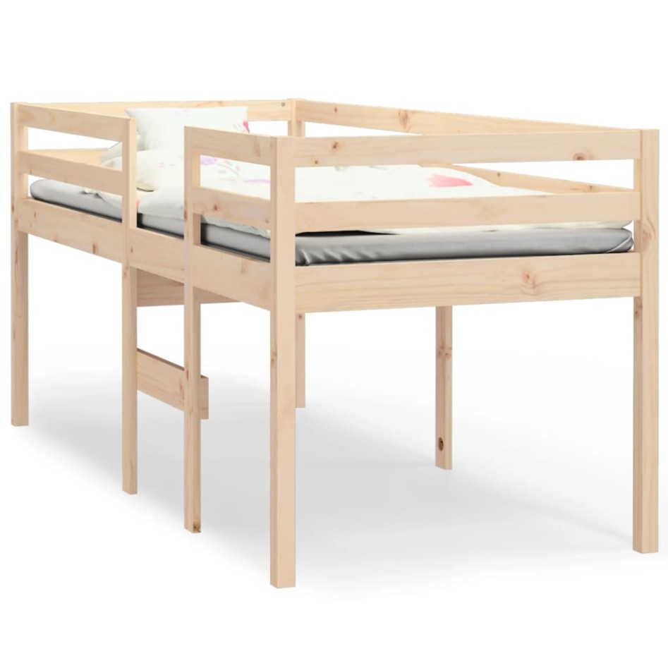 Cama alta madera maciza de pino 90x190