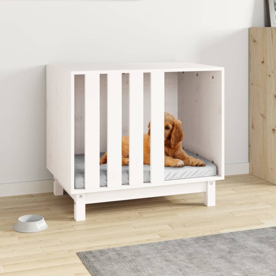 Caseta para perros madera maciza de pino blanco 70x50x62