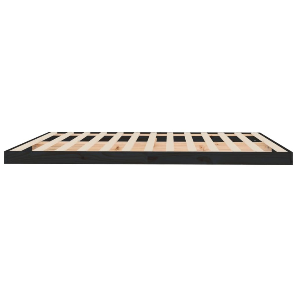 Estructura de cama de madera maciza negra 180x200