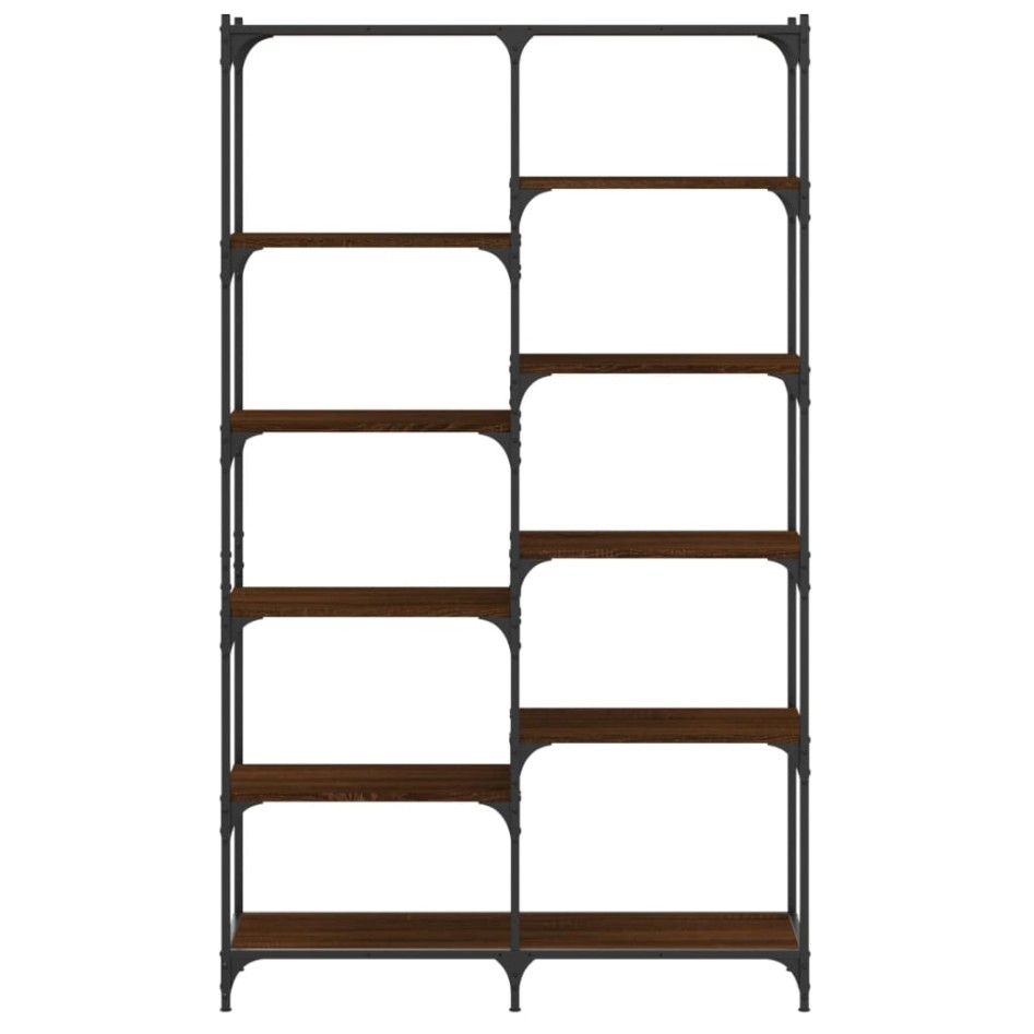 Estantería hierro madera ingeniería marrón roble 100x32x170