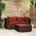 Set muebles de jardín 3 piezas y cojines ratán sintético