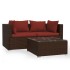 Set muebles de jardín 3 piezas y cojines ratán sintético