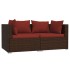Set muebles de jardín 3 piezas y cojines ratán sintético