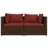 Set muebles de jardín 3 piezas y cojines ratán sintético