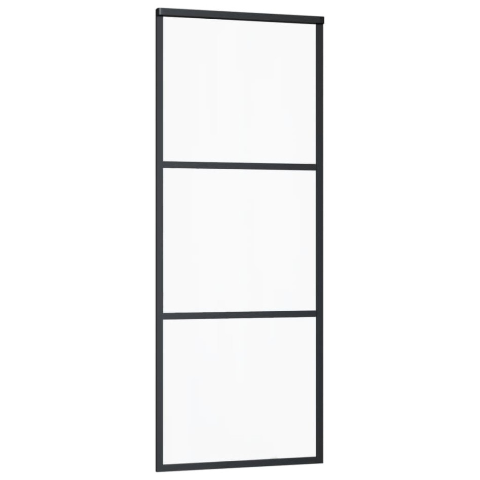 Puerta corredera ESG vidrio y aluminio negra 76x205