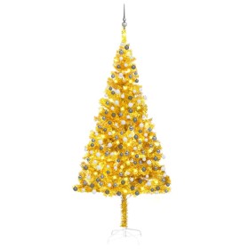 Árbol de Navidad preiluminado con luces y bolas dorado 240