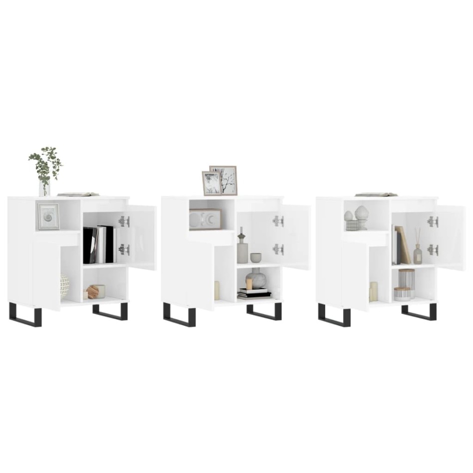 Aparadores 3 uds madera contrachapada blanco