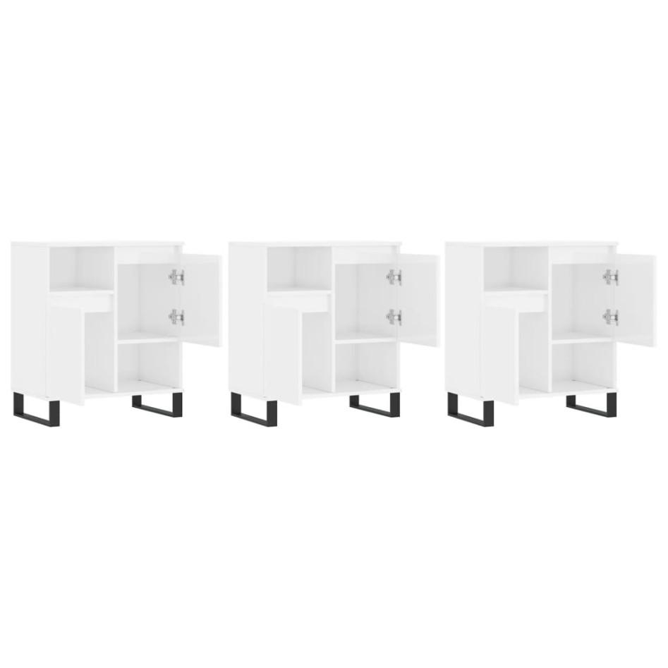 Aparadores 3 uds madera contrachapada blanco