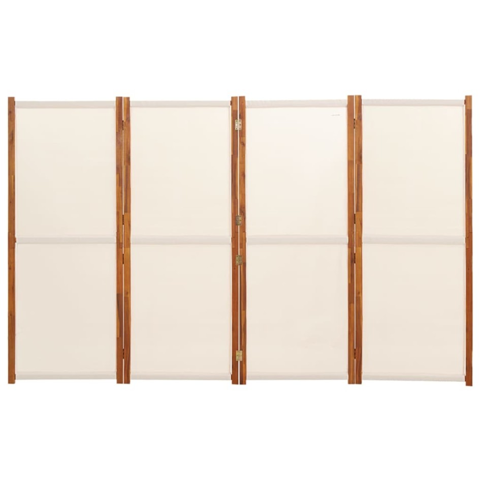 Biombo divisor de 4 paneles blanco crema 280x180