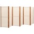 Biombo divisor de 6 paneles blanco crema 420x180