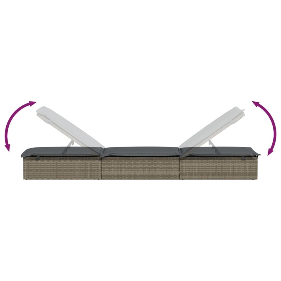 Tumbonas 2 uds con mesita ratán sintético