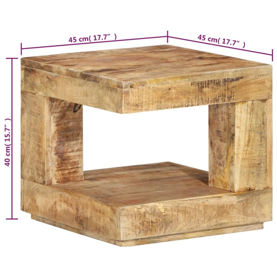 Mesa de centro de madera maciza de mango 45x45x40