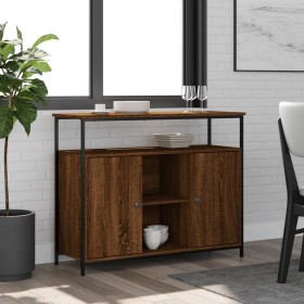Aparador de madera de ingeniería roble marrón 100x35x80