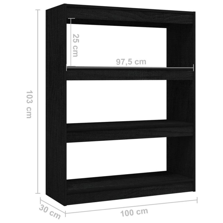 Estantería divisor de espacios madera pino negro 100x30x103