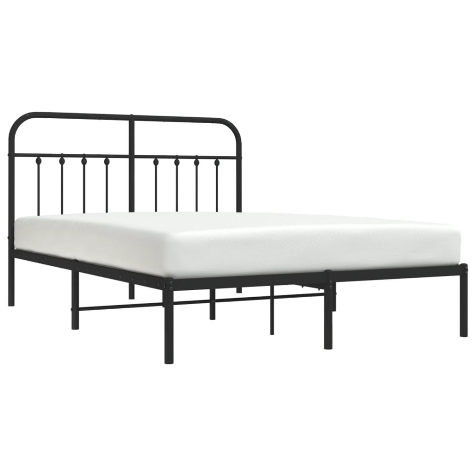 Estructura de cama con cabecero metal negro 135x190