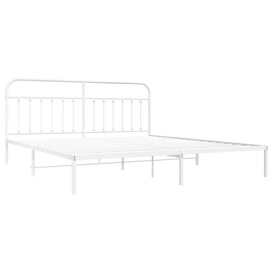 Estructura de cama de metal con cabecero blanco 193x203