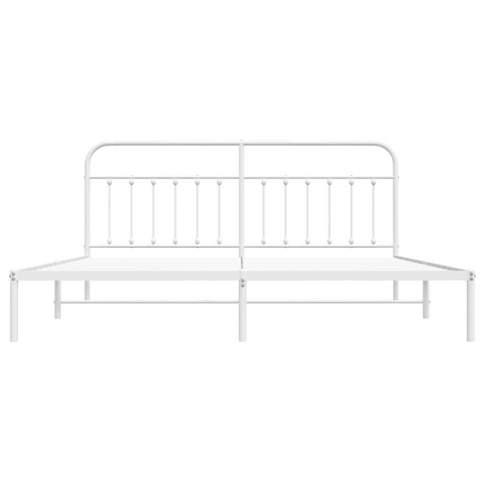 Estructura de cama de metal con cabecero blanco 193x203