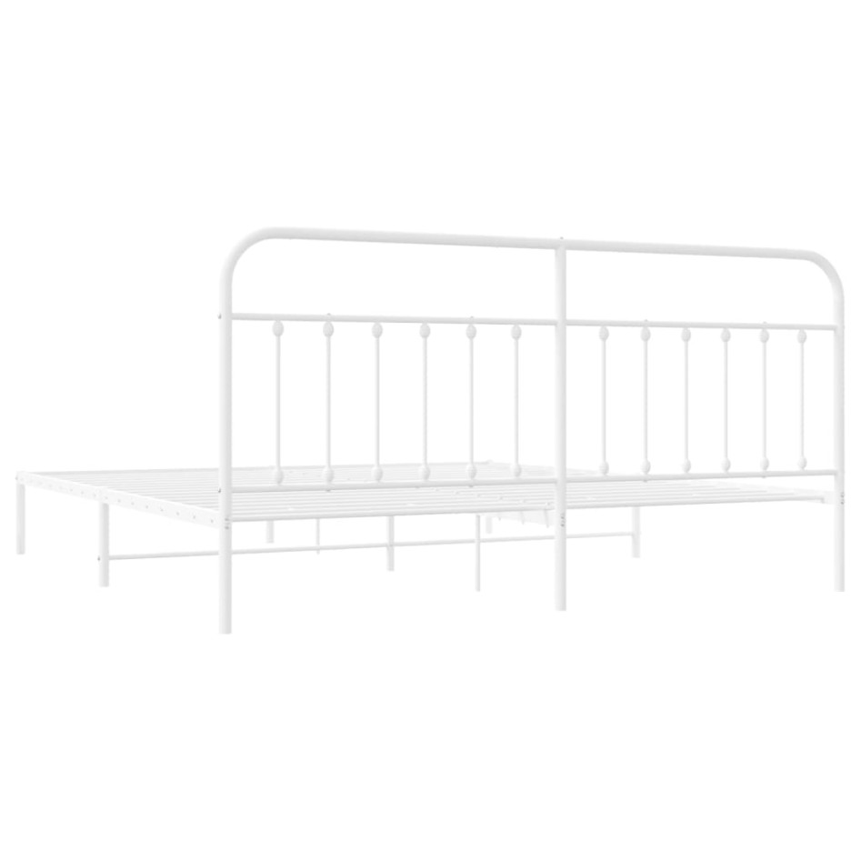 Estructura de cama de metal con cabecero blanco 193x203