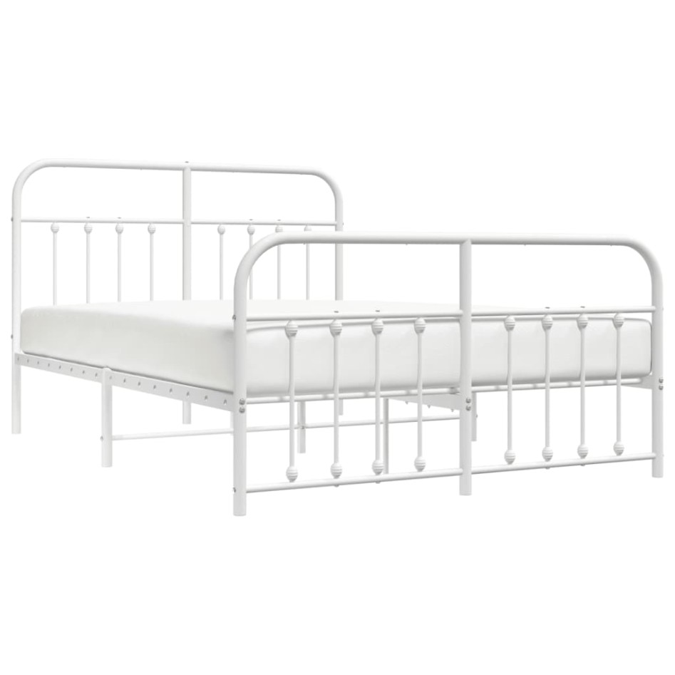 Estructura cama metal con cabecero y estribo blanco 135x190