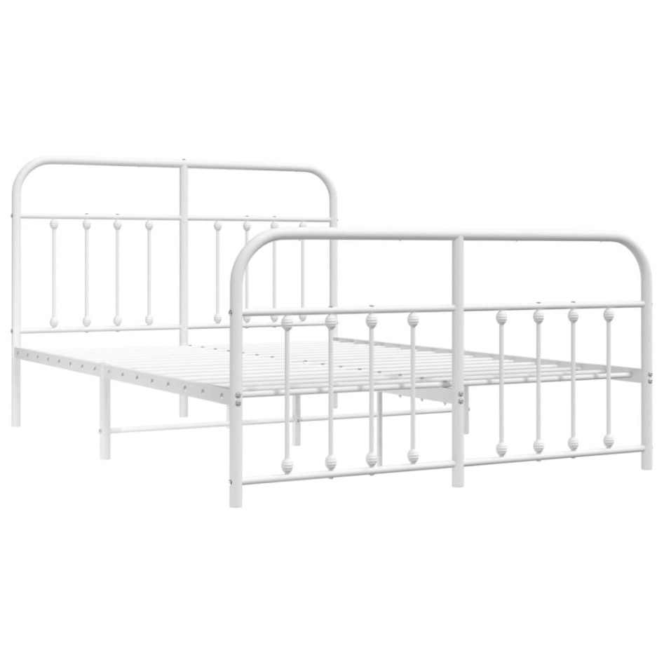 Estructura cama metal con cabecero y estribo blanco 135x190